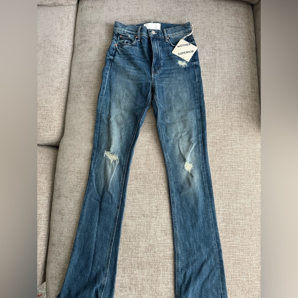 MOTHER DENIM: High Waisted Runaway Slice Heel JEANS SIZE 25
